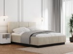 Pat tapițat levitant cu spațiu de depozitare 160x200 TOP line 8 Bej Velvet