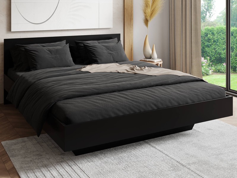 Pat de levitare 160x200 din placa de mobilier DM2 negru