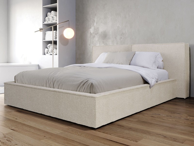 Pat tapitat cu spatiu de depozitare 180x200 PRO line 20 Boucle 02 bej