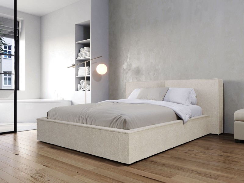 Pat tapitat cu spatiu de depozitare 160x200 PRO line 20 Boucle 02 bej