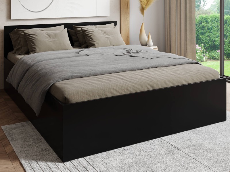 Pat 140x200 cu somieră DM1 negru