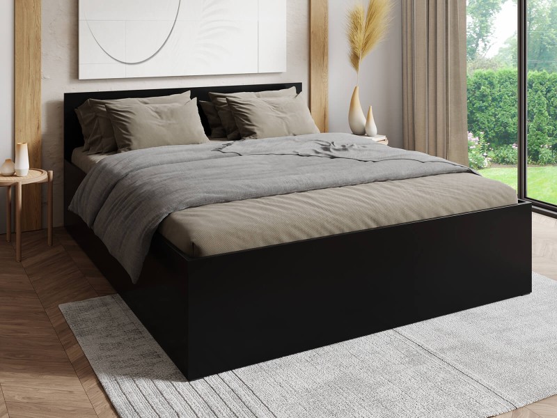 Pat 120x200 cu somieră DM1 negru