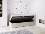 Canapea de o persoană tapițată 90x200 cu ladă de depozitare și somieră Tom, Bej Velvet