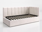 Canapea de o persoană tapițată 90x200 cu ladă de depozitare și somieră Tom, Bej Velvet