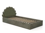 Pat Tapitat cu spatiu de depozitare 90x200 cm cu cadru, masliniu Velvet  Kids Line 3 Scoica