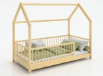 Pat Montessori copii 80x160 cu balustrada si cadru, pin D9