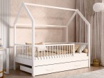 Pat Montessori copii 80x160 cu sertar si cadru, alb D9s