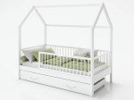 Pat Montessori copii 80x160 cu sertar si cadru, alb D9s