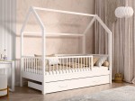 Pat Montessori copii 80x160 cu sertar si cadru, alb D9s
