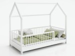 Pat Montessori copii 80x160 cu balustrada si cadru, alb D9