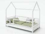 Pat Montessori copii 80x160 cu balustrada si cadru, alb D9