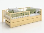 Pat din lemn pentru copii cu sertar 80x160 Filip pin