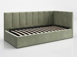 Canapea de o persoană tapițată 90x200 cu ladă de depozitare și somieră Tom, Masliniu Velvet