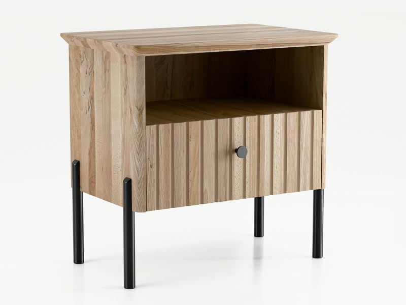 Noptiera din lemn de fag Lamelo, Fag Natural