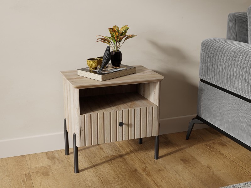 Noptiera din lemn de fag Lamelo, Fag Natural