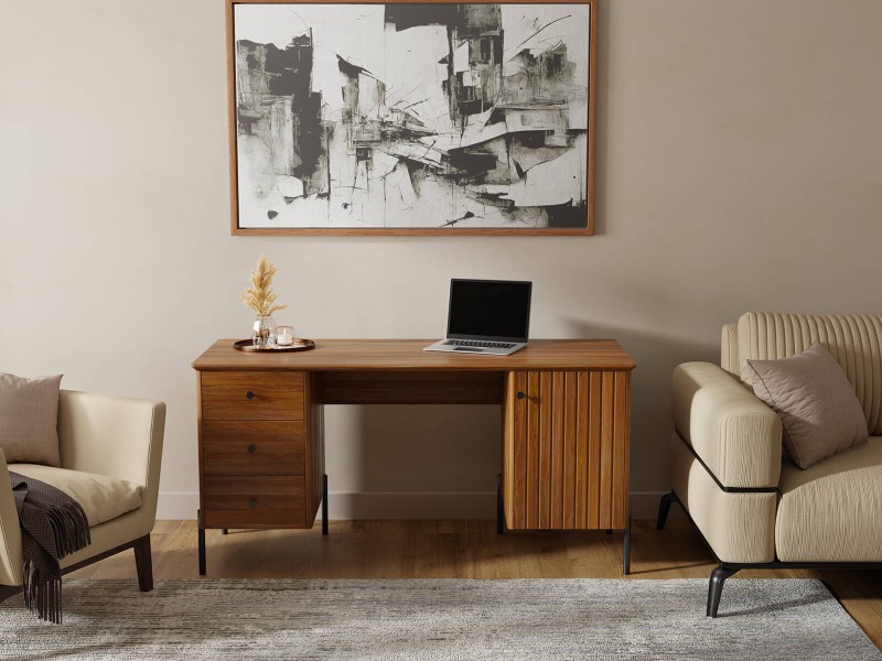 Birou din lemn de fag Lamelo, Stejar rustic