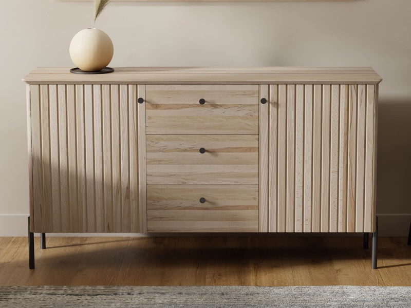 Comodă din lemn de fag Lamelo 3S2D, lăţime 158 cm, Fag Natural