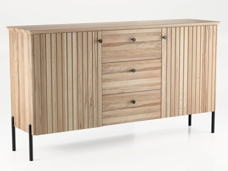 Comodă din lemn de fag Lamelo 3S2D, lăţime 158 cm, Fag Natural