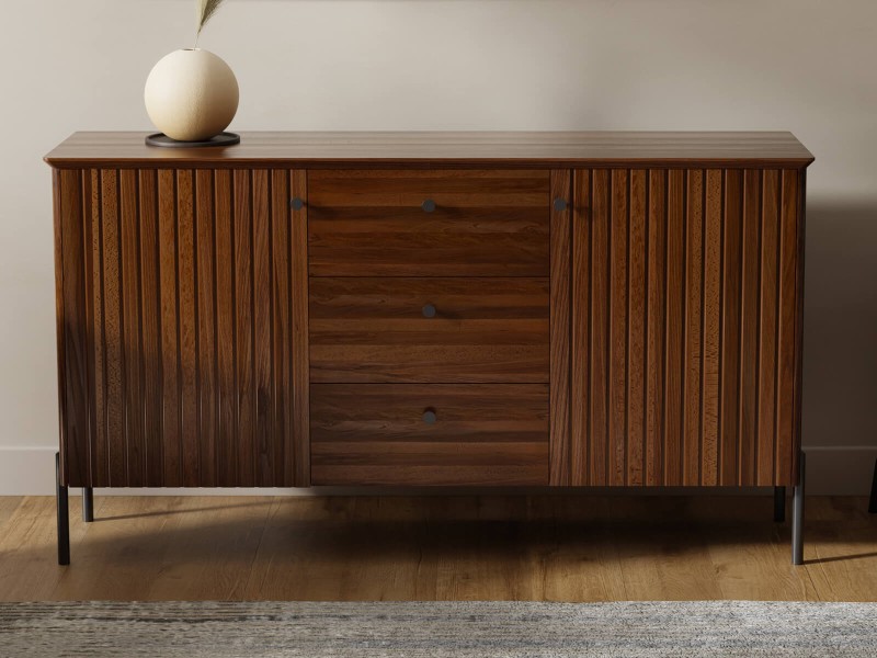 Comodă din lemn de fag Lamelo 3S2D, lăţime 158 cm, Nuc Italian