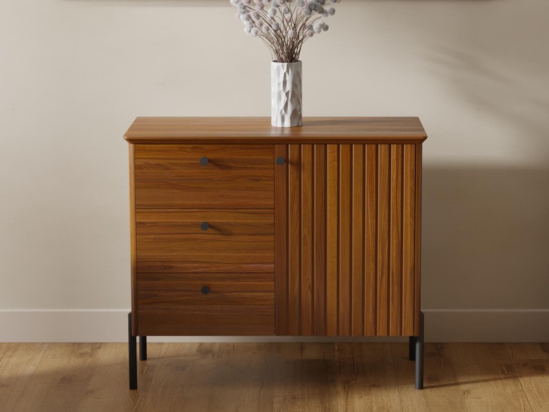 Comodă din lemn de fag Lamelo lăţime 93 cm, Stejar Rustic