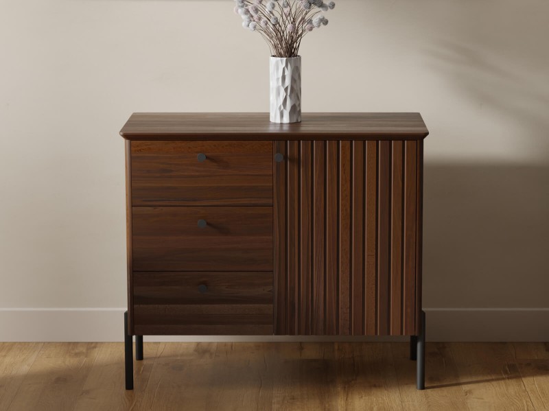 Comodă din lemn de fag Lamelo lăţime 93 cm, Nuc Italian