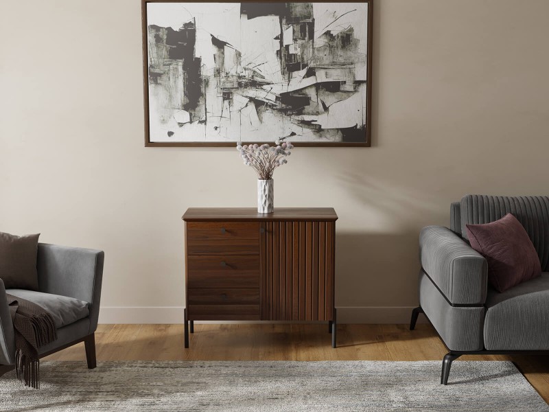 Comodă din lemn de fag Lamelo lăţime 93 cm, Nuc Italian