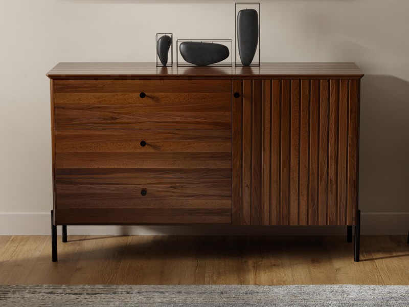 Comodă din lemn de fag Lamelo lăţime 143 cm, Nuc Italian