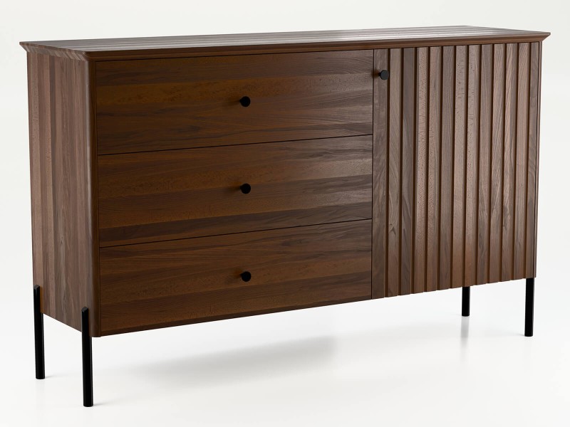 Comodă din lemn de fag Lamelo lăţime 143 cm, Nuc Italian