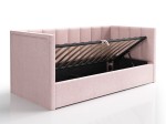 Canapea de o persoană tapițată 90x200 cu ladă de depozitare și somieră Urus, Roz Soro 61