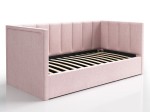 Canapea de o persoană tapițată 90x200 cu ladă de depozitare și somieră Urus, Roz Soro 61