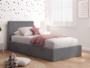 Pat Tapitat cu spatiu de depozitare 90x200 cm cu cadru, Grafit Velvet Kids Line 4