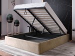 Pat Tapitat cu spatiu de depozitare 120x200 fără tăblie BOX Line Maro Velvet