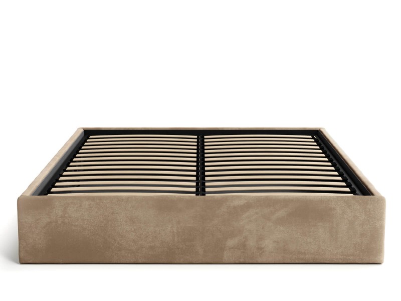 Pat Tapitat cu spatiu de depozitare 120x200 fără tăblie BOX Line Maro Velvet