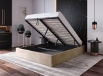 Pat Tapitat cu spatiu de depozitare 140x200 fără tăblie BOX Line Maro Velvet