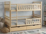 Pat supraetajat din lemn 90x200 cu sertare P4S pin