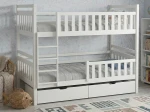 Pat supraetajat din lemn 90x200 cu sertare P4S alb