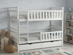 Pat supraetajat din lemn 90x200 cu sertare P4S alb