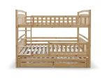 Pat supraetajat din lemn pentru 3 persoane 90x200 cu sertare P3S pin