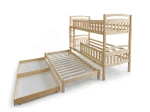 Pat supraetajat din lemn pentru 3 persoane 90x200 cu sertare P3S pin