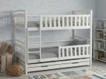 Pat supraetajat din lemn pentru 3 persoane 90x200 cu sertare P3S alb