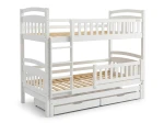Pat supraetajat din lemn pentru 3 persoane 90x200 cu sertare P3S alb