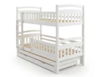 Pat supraetajat din lemn pentru 3 persoane 90x200 cu sertare P3S alb