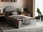 Pat Tapitat cu spatiu de depozitare 90x200 cm cu cadru, gri Bluvel 03 Kids Line 5 curcubeu