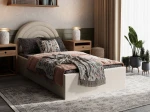 Pat Tapitat cu spatiu de depozitare 90x200 cm cu cadru, bej Bluvel 22 Kids Line 5 curcubeu