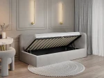 Canapea de o persoană tapițată 90x200 cu ladă de depozitare și somieră Leo, gri Bluvel 03