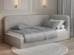 Canapea de o persoană tapițată 90x200 cu ladă de depozitare și somieră Leo, gri Bluvel 03