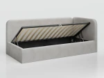 Canapea de o persoană tapițată 90x200 cu ladă de depozitare și somieră Leo, gri Bluvel 03