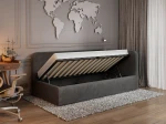 Canapea de o persoană tapițată 90x200 cu ladă de depozitare și somieră Leo, grafit Bluvel 18