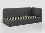 Canapea de o persoană tapițată 90x200 cu ladă de depozitare și somieră Leo, grafit Bluvel 18