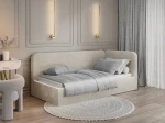 Canapea de o persoană tapițată 90x200 cu ladă de depozitare și somieră Leo, bej Bluvel 22